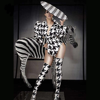 Pixeled Zebra Stripes Rave Festival Party Outfit - kayzers
