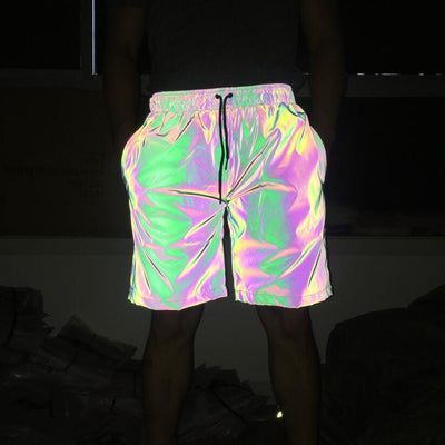 Reflective Holographic Edm Rave Festival Men's Shorts - kayzers