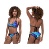 Blue Purple Psychedelic Ombre Iridescence Abstract Paint Dmt Lsd Edm Trippy Reversible Bikini Set, Two Piece Reversible Bikini Set - kayzers