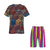 Mosaic Stripes Summer T-shirt And Beach Shorts Set, Summer Men's Set, Matching Set - kayzers