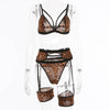 Leopard Print 3 Piece Set Sexy Bra And Brief WIth Garters Sets, Erotic Lingerie sets, Animal Print Lingerie set - kayzers