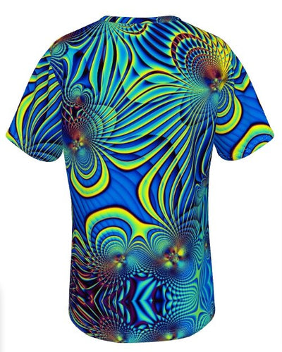 Swirls Liquid Psychedelic Edm Fractals Print Men's O-Neck T-Shirt - kayzers