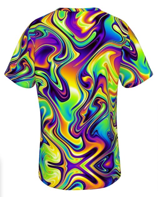 Abstract Liquid Paint Psychedelic Waves Swirls Lsd Dmt Print Men's O-Neck T-Shirt - kayzers