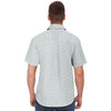 Silver White Cream Floral Geometric Print Men's Short Sleeve Button Down Shirt - kayzers