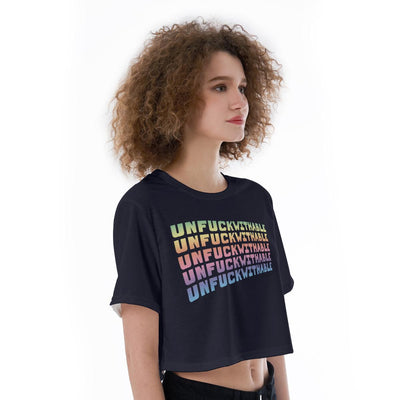 Unfuckwithable All-Over Print Cropped T-Shirt, Unfuckwithable Saying Women's Crop Top