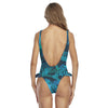 Blue Floral Tropical Beach Print Women's Ruffle Hem Swimsuit, One Piece Swimsuit