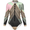 Abstract Pyramid Geometric Shapes Long Sleeve Zipper Bodysuit - kayzers
