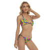 Liquid Paint Carnival Festival Dance Colorful Twirls Waves Party Print Women's Sling Bikini Swimsuit