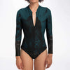 Abstract Leopard Print Long Sleeve Bodysuit With Uv Protection - kayzers