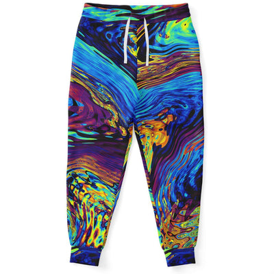 Abstract Waves Texture Beach Ocean Graphic Psychedelic Joggers - kayzers