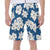 Tropical White Hibiscus Flowers Beach Floral Print Hawaiian Men's Beach Shorts