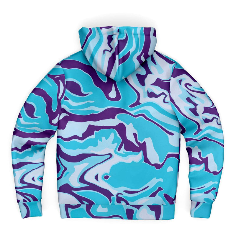 Blue Purple Camo Style Animal Print Unisex Fleece Zip Up Hoodie, Urban Camo Liquid Leopard Design Unisex Fleece Zip Up Hoodie - kayzers