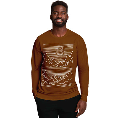 Line Art Mountains Landscape Unisex Brushed Fleece Fashion Sweatshirt - kayzers