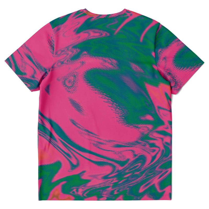 Pink Green Paint Splash Psychedelic Pop Art Waves Swirls Twirl Bright Colors Lsd Dmt Trippy Unisex T-shirt - kayzers