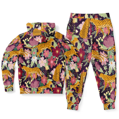Leopard Floral Hoodie And Joggers Matching 2 Pc Set - kayzers