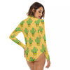 Cactus Print Women's Turtleneck Long Sleeve Bodysuit