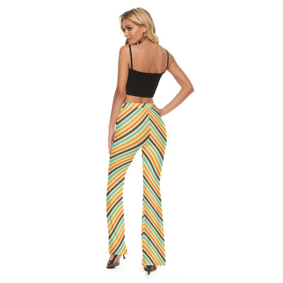 Retro 60's 70's Hippie Hipster Colorful Stripes Women's Skinny Flare Pants