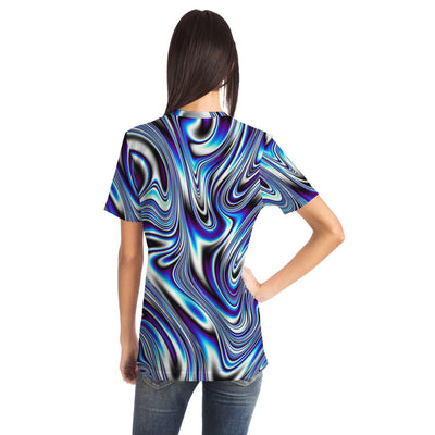 Blue Liquid Waves Swirls Psychedelic Illusion Paint Effect Lsd Men Women T-shirt - kayzers