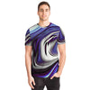Blue Hues Waves Fractals Waves Abstract Art Psychedelic Galactic Unisex T-shirt - kayzers