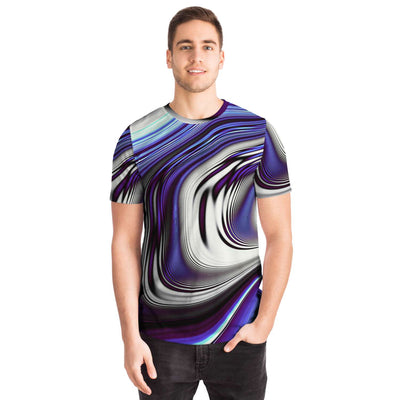 Blue Hues Waves Fractals Waves Abstract Art Psychedelic Galactic Unisex T-shirt - kayzers