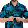 Tropical Print Purple Blue Neon Floral Palm Print Hibiscus Flowers Men's Button Down Shirt, Hawaiian Beach Shirt - kayzers