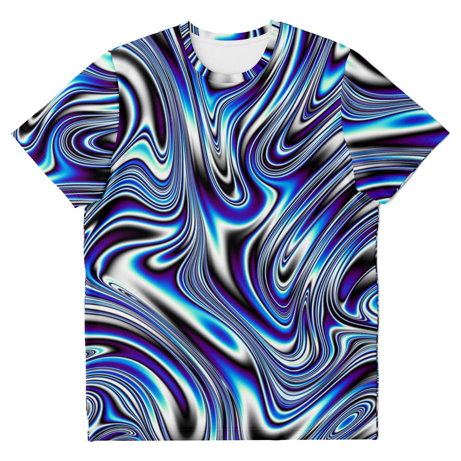 Blue Liquid Waves Swirls Psychedelic Illusion Paint Effect Lsd Men Women T-shirt - kayzers
