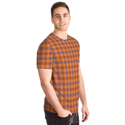 Orange Checks Plaid Pattern T-shirt - kayzers