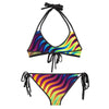 Colorful Abstract Waves Psychedelic Dmt Lsd Trippy Edm Festival Reversible Bikini Set, Two Piece Reversible Bikini Set - kayzers