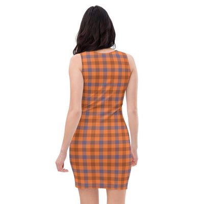 Orange Checks Plaid Pattern Women's Dress - kayzers