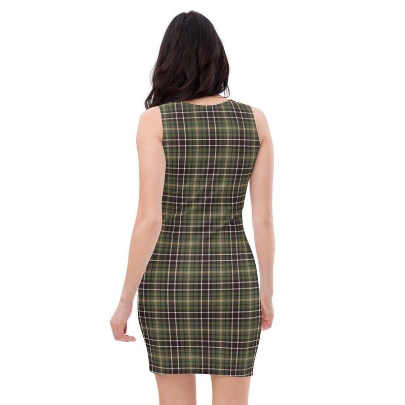 Dark Green Checks Plaid Pattern Women's Dress - kayzers