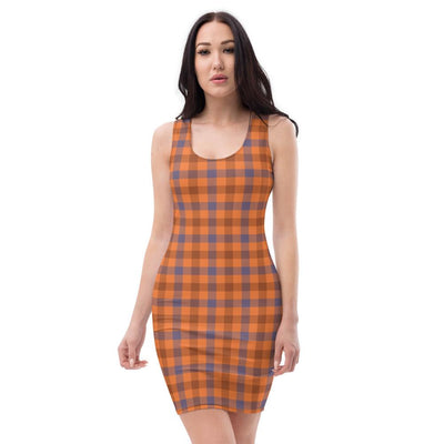 Orange Checks Plaid Pattern Women's Dress - kayzers