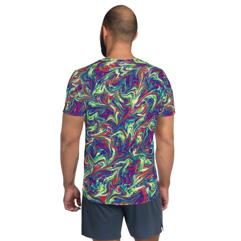 Liquid Psychedelic Print Men's Athletic T-shirt - kayzers