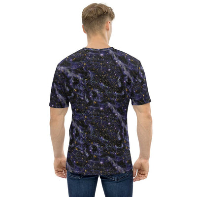 Blue Blaze Galaxy Space Clouds Stars Print Men's T-shirt - kayzers