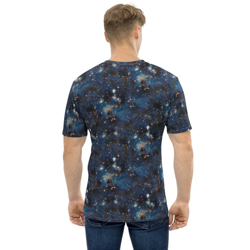Blue Black Starry Galaxy Space Men's T-shirt - kayzers