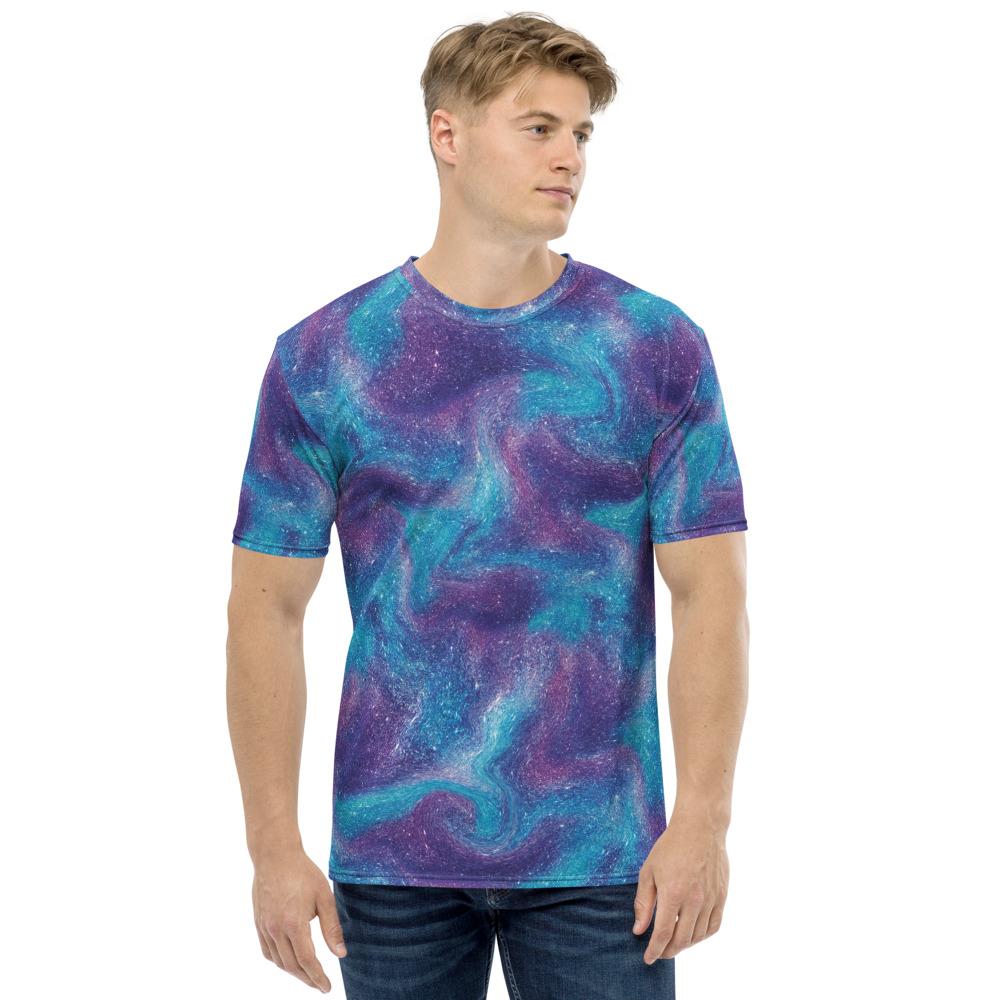 Blue Purple Glitter Galaxy Men's T-shirt - kayzers