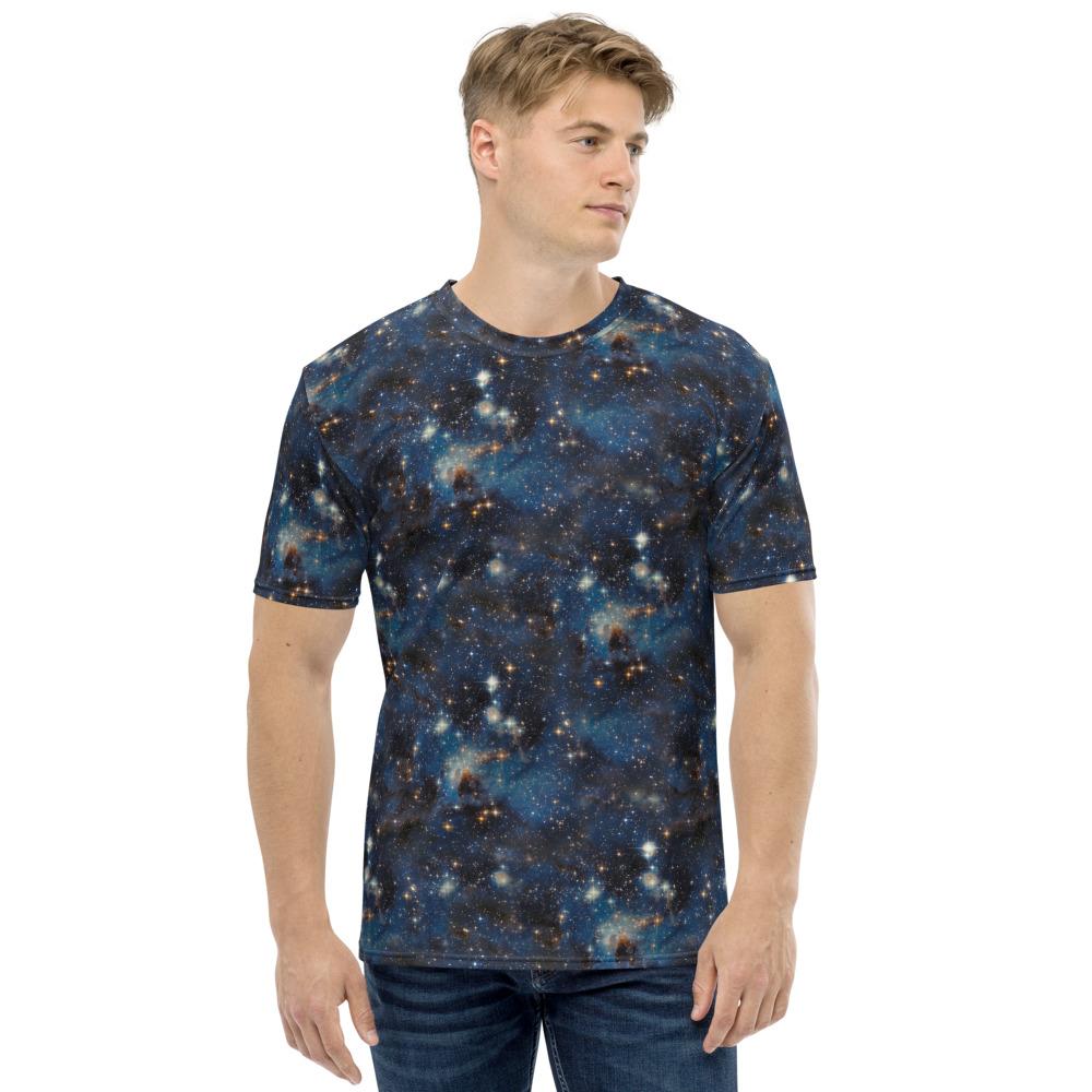 Blue Black Starry Galaxy Space Men's T-shirt - kayzers