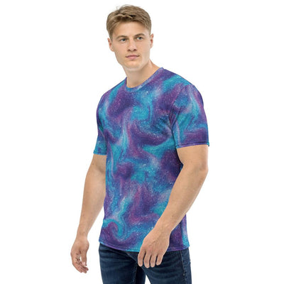 Blue Purple Glitter Galaxy Men's T-shirt - kayzers
