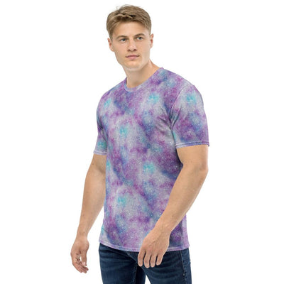 White Blue Purple Glittery Glitter Galactic Galaxy Mess Abstract Men's T-shirt - kayzers
