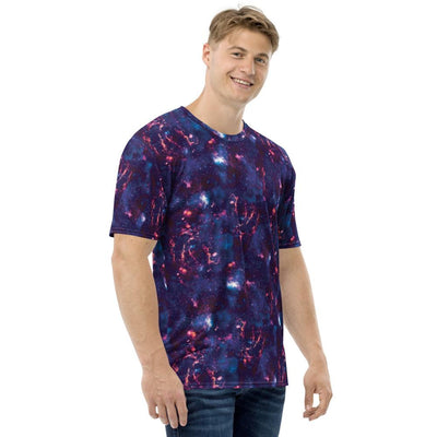 Purple Blue Abstract Alien Galaxy Print Men's T-shirt - kayzers