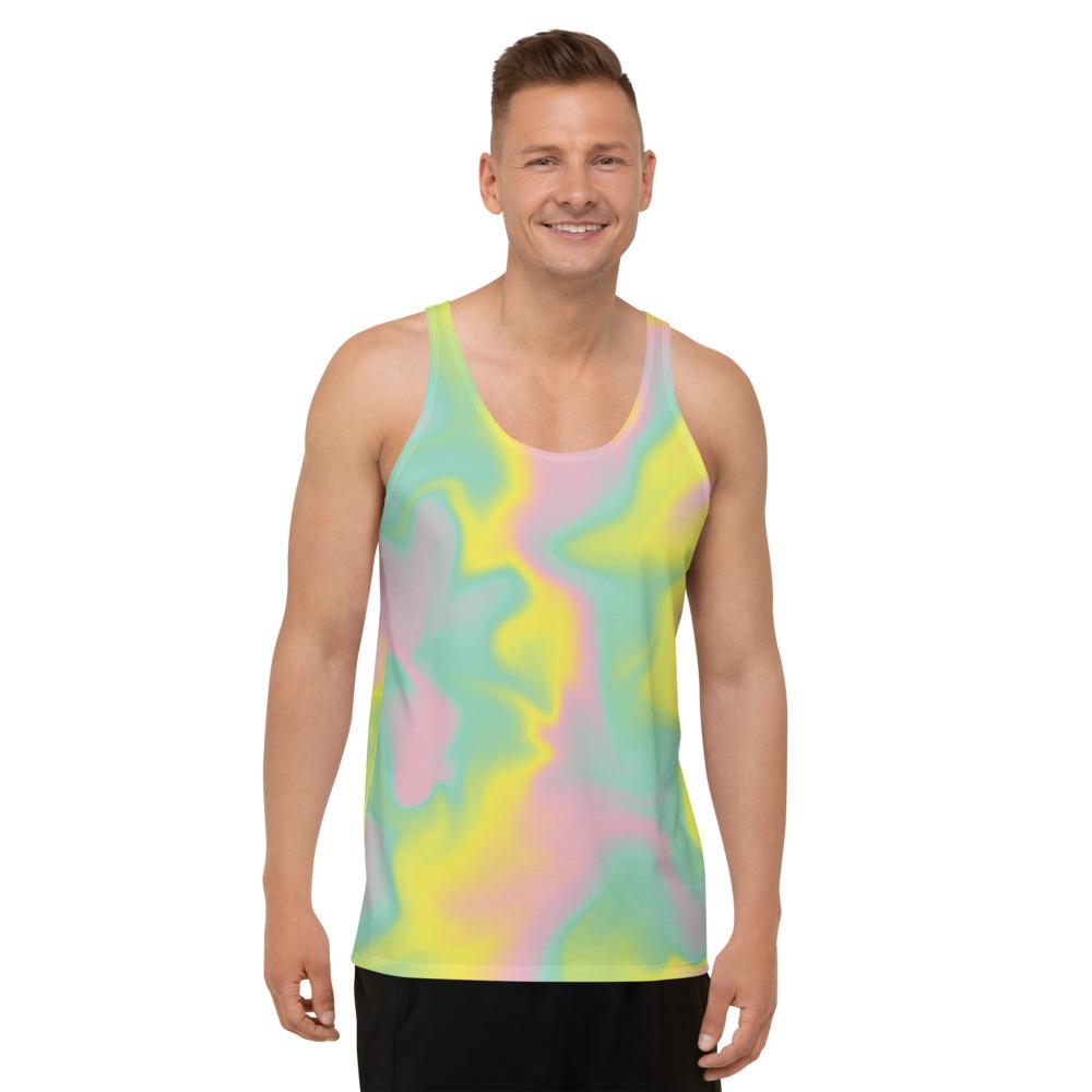 Pink Mint Green Yellow Tinge Hues Ombre Iridescence Holographic Colorful Tank Top - kayzers