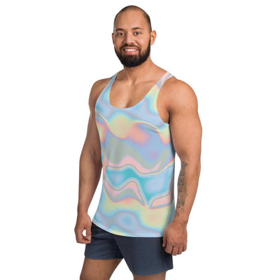 Blue Pink Holographic Iridescence Abstract Colorful Art Tank Top - kayzers