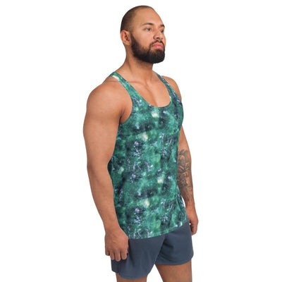Faded Emerald Green Abstract Galaxy Alien Universe Marble Unisex Tank Top - kayzers