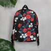 Red Roses Flowers Floral Minimalist Backpack, Roses Pattern Backpack, Floral Backpack