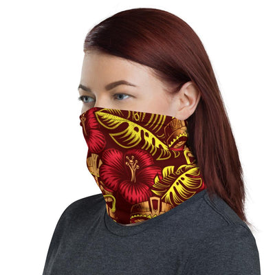Tribal Mask Floral Print Neck Gaiter - kayzers