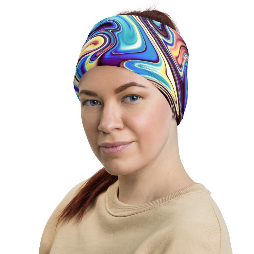 Abstract Liquid Paint Waves Swirls Headband Face Cover Neck Gaiter - kayzers