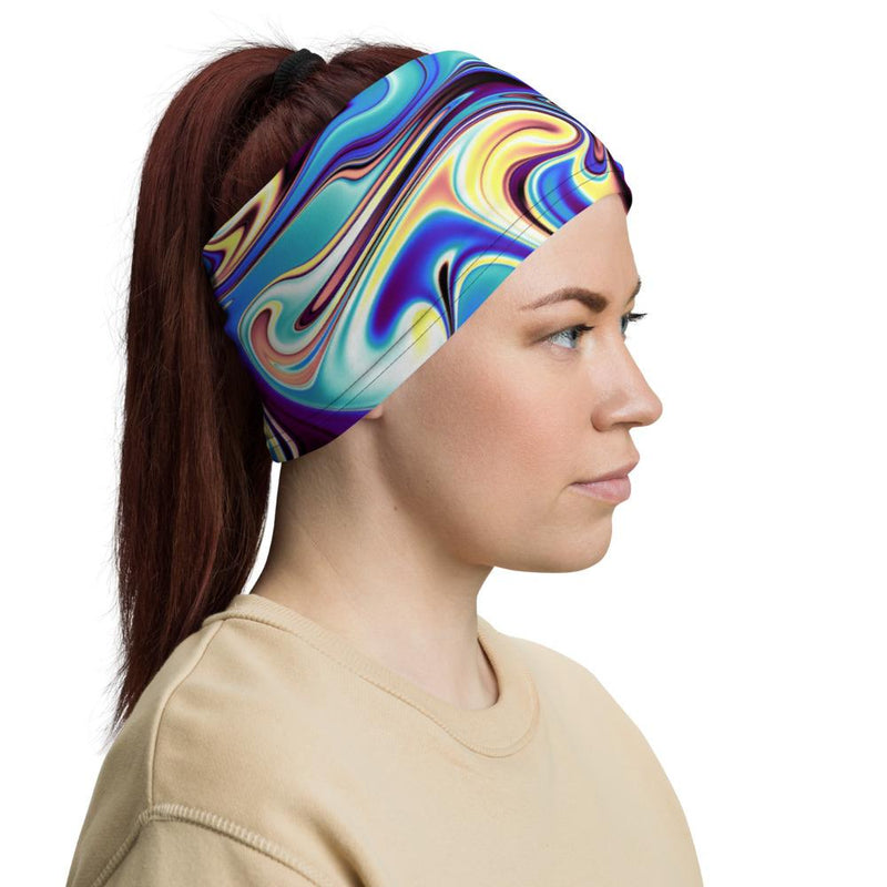 Abstract Liquid Paint Waves Swirls Headband Face Cover Neck Gaiter - kayzers