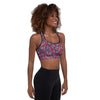 Colorful Red Geometric Mosaic Tiles Design Padded Sports Bra