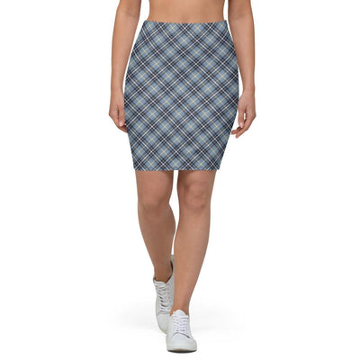 Gray Checks Plaid Pattern Women's Pencil Skirt - kayzers