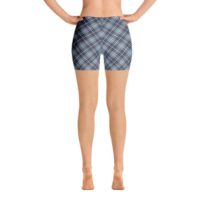 Gray Checks Plaid Pattern Women's Shorts - kayzers