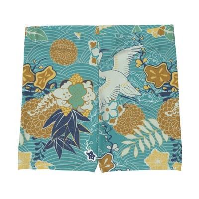 Oriental Japanese Waves Floral Print Women's Shorts - kayzers
